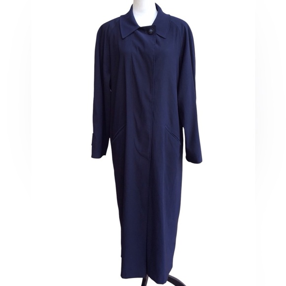 Saks Fifth Avenue Blue Long Length Trench Coat - Picture 1 of 7